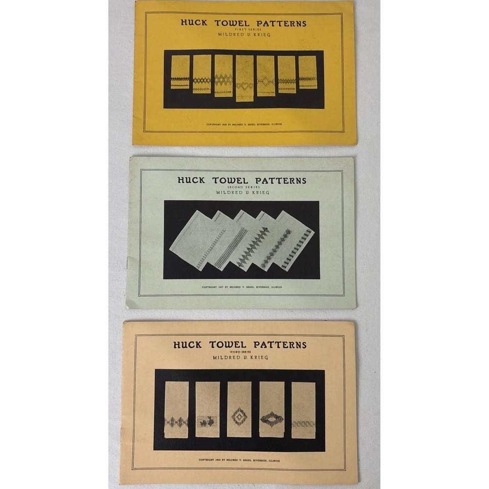 Set‎ Of 3 Huck Towel Pattern Books Mildred V. Krieg 1936-1940